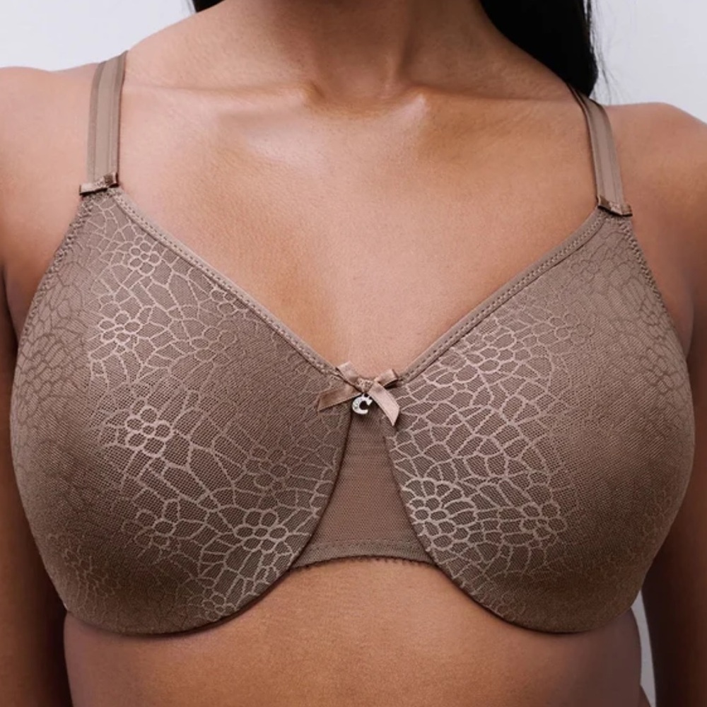 Chantelle Taupe Lace-Accent Underwire Bra